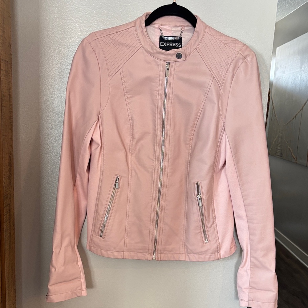 Express Women's Light Pink Leather Jacket
